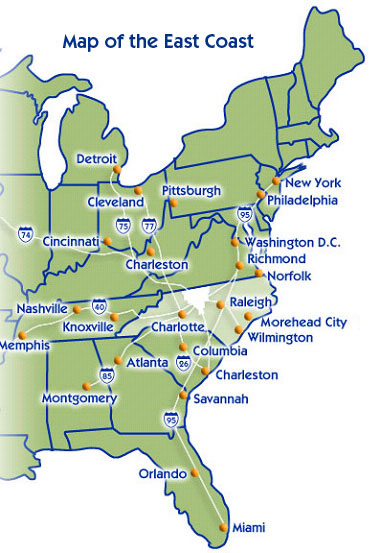 East Coast Map 